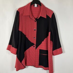 Moonlight Y&S Fashion Womens Shirt Jacket Tunic Top XXL Full Button Artsy Unique